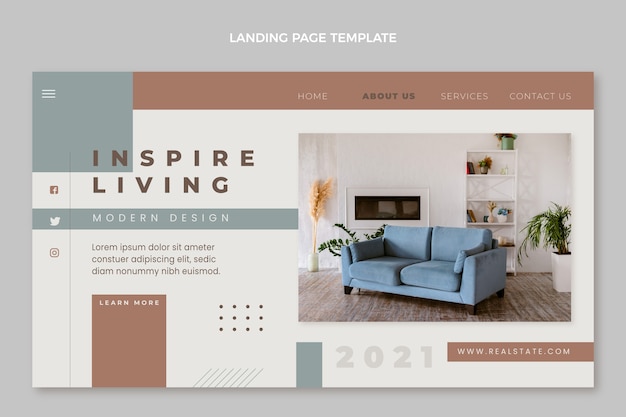 Flat design geometric real estate landing page