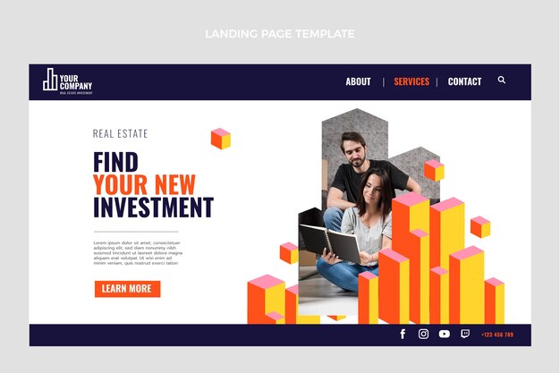 Flat design geometric real estate landing page