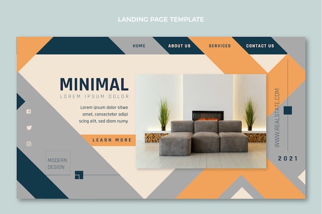 Flat design geometric real estate landing page