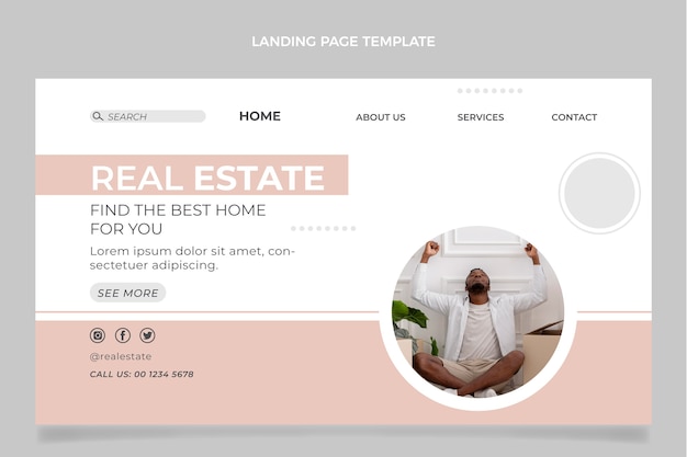 Flat design geometric real estate landing page