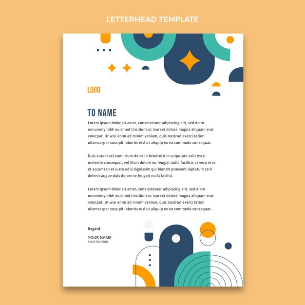 Flat design geometric real estate letterhead