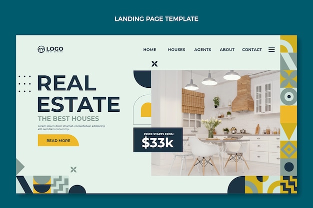 Free vector flat design geometric real estate letterhead