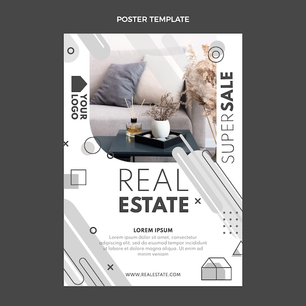 Free vector flat design geometric real estate poster