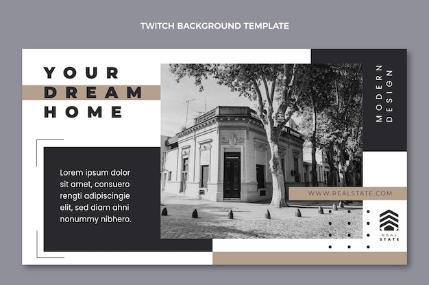 Flat design geometric real estate twitch background