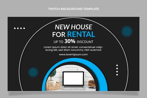 Free Vector flat design geometric real estate twitch background