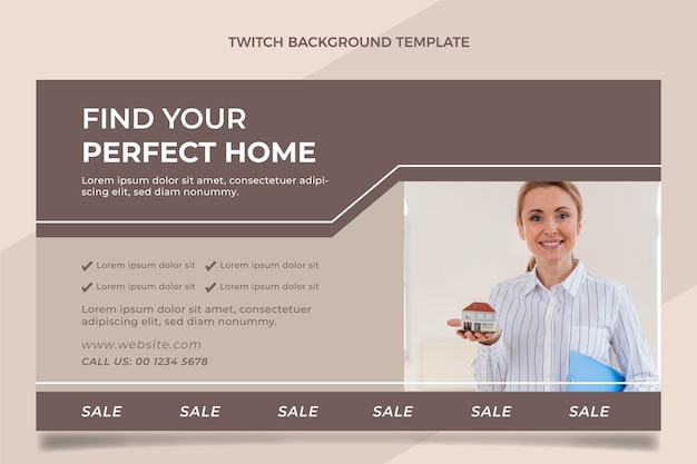 Free Vector flat design geometric real estate twitch background