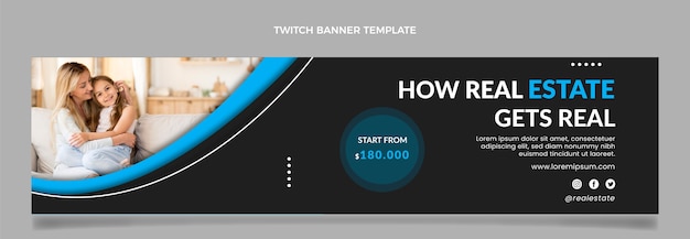 Flat design geometric real estate twitch banner