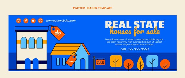 Flat design geometric real estate twitter header