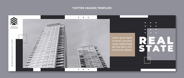 Free Vector flat design geometric real estate twitter header