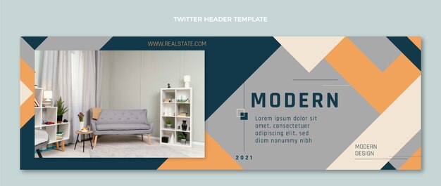 Flat design geometric real estate twitter header