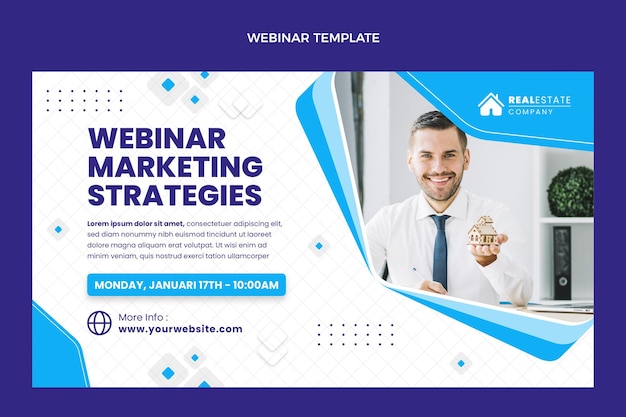 Flat design geometric real estate webinar