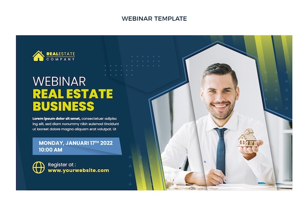 Flat design geometric real estate webinar