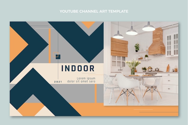 Flat design geometric real estate youtube channel art