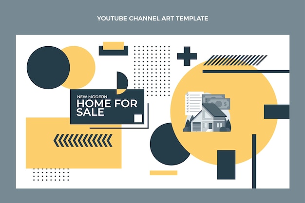 Free Vector flat design geometric real estate youtube channel