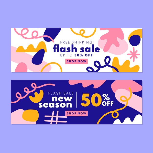 Flat design geometric shapes sale banner