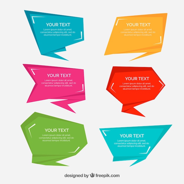 Flat design geometric speech bubbles collectio