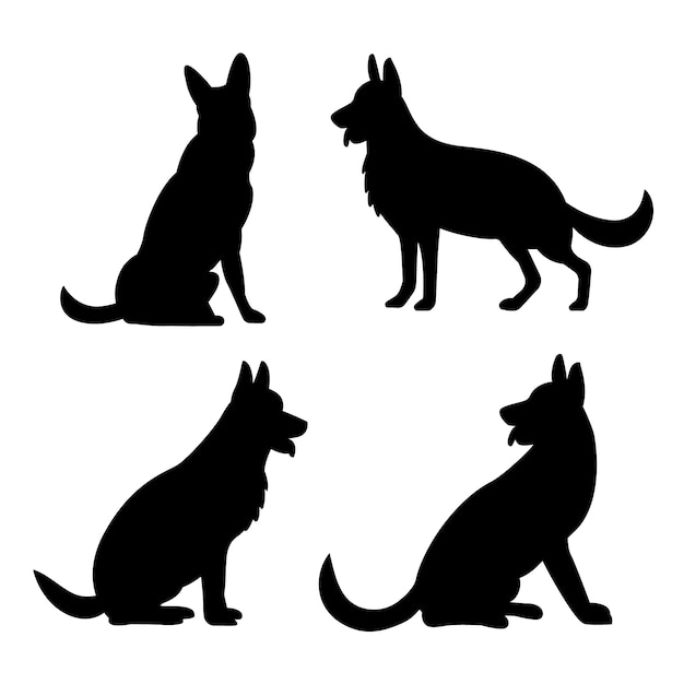 Free vector flat design german shepherd silhouette illustration