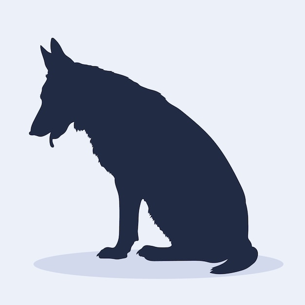 Free Vector flat design german shepherd silhouette illustration