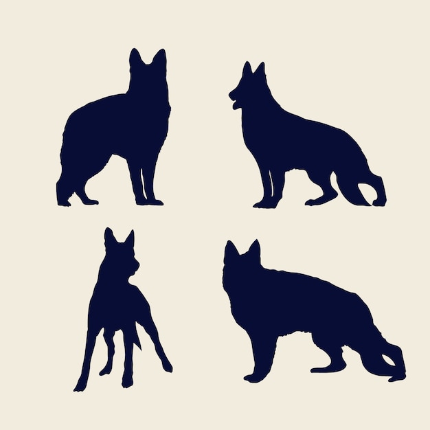 Free vector flat design german shepherd silhouette