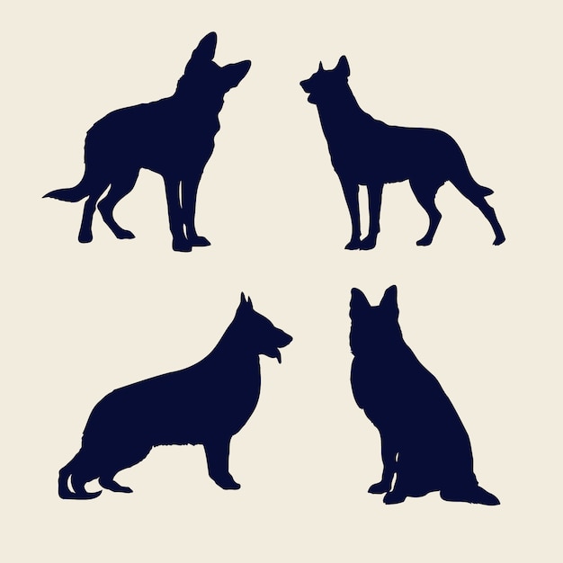 Free vector flat design german shepherd silhouette