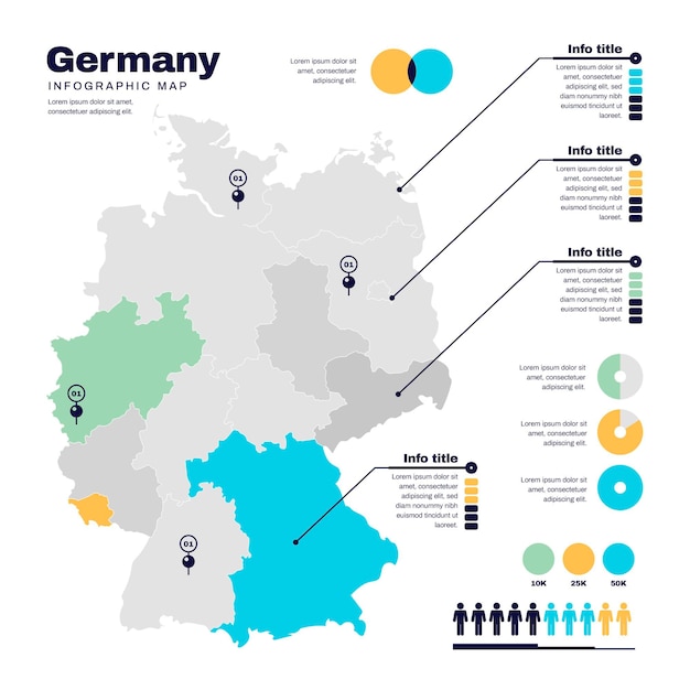 Flat design germany map infographic