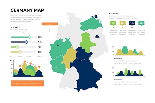 Flat design germany map infographic