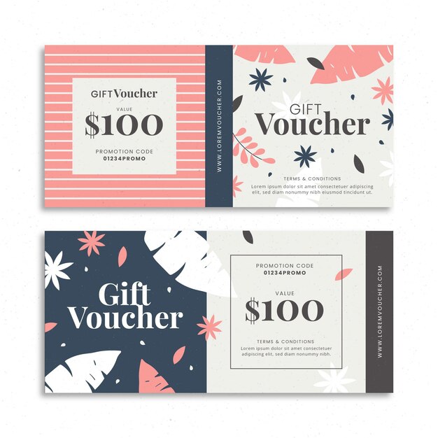 Flat design of gift voucher banners