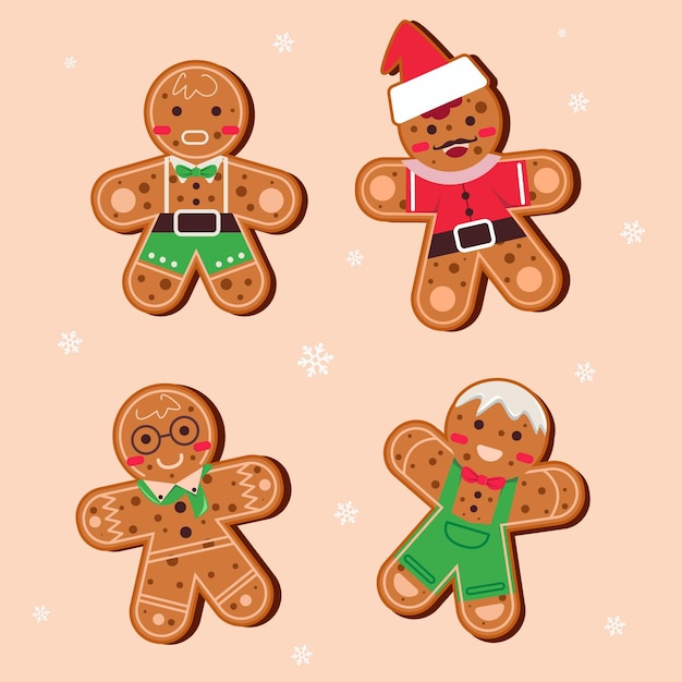 Flat design gingerbread cookies collection