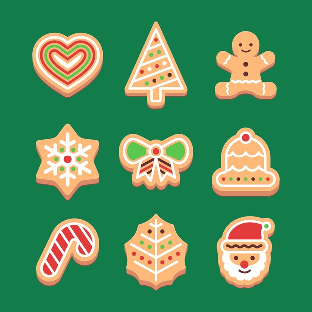 Flat design gingerbread cookies collection