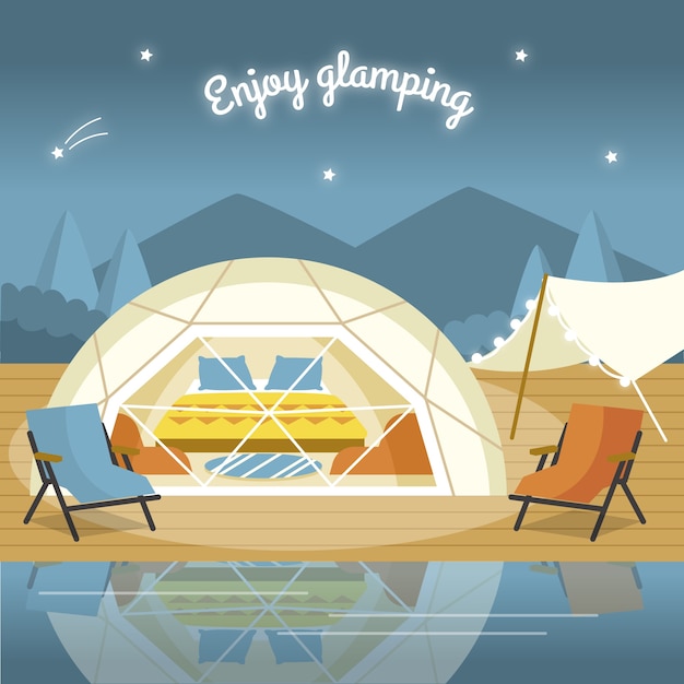 Free Vector flat design glamping illustration