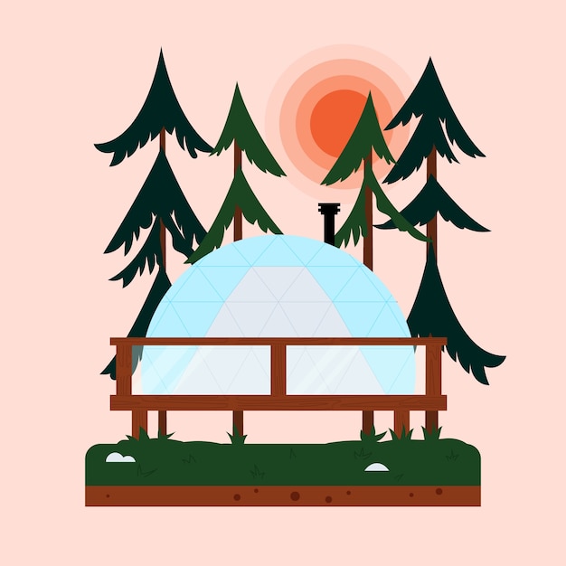 Free Vector flat design glamping illustration