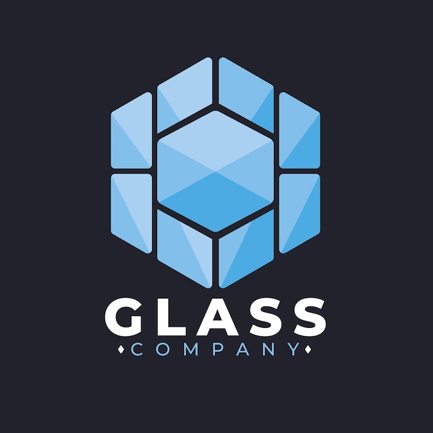 Flat design glass logo template