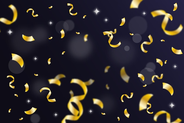 Flat design golden confetti background