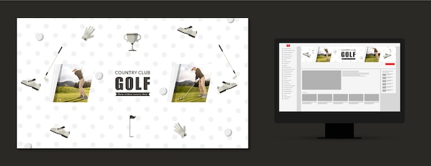 Free Vector flat design golf club youtube channel art