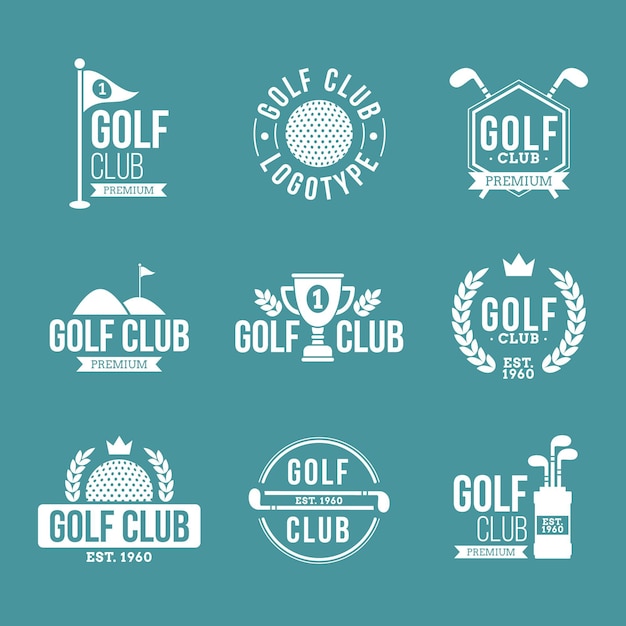 Flat design golf logo collection