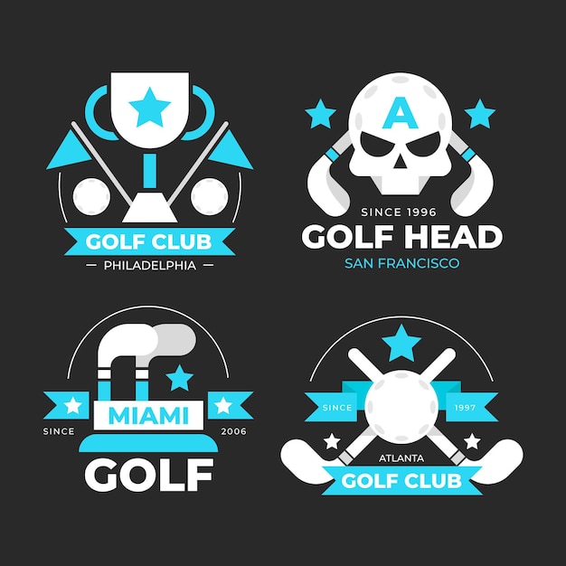 Free Vector flat design golf logo collection