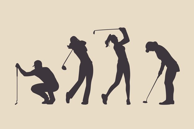 Free Vector flat design golfer silhouette set