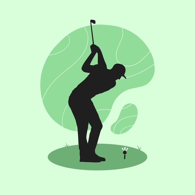 Flat design golfer silhouette