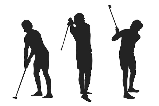 Flat design golfer silhouette