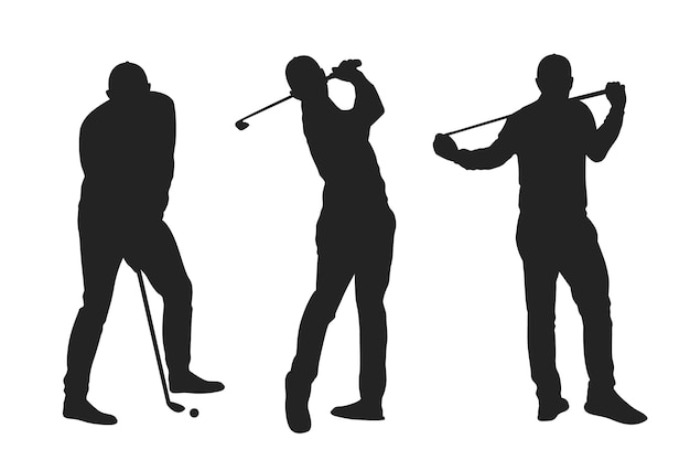 Flat design golfer silhouette