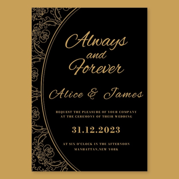 Flat design gothic wedding invitation