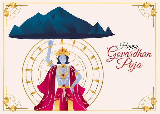 Flat design govardhan puja