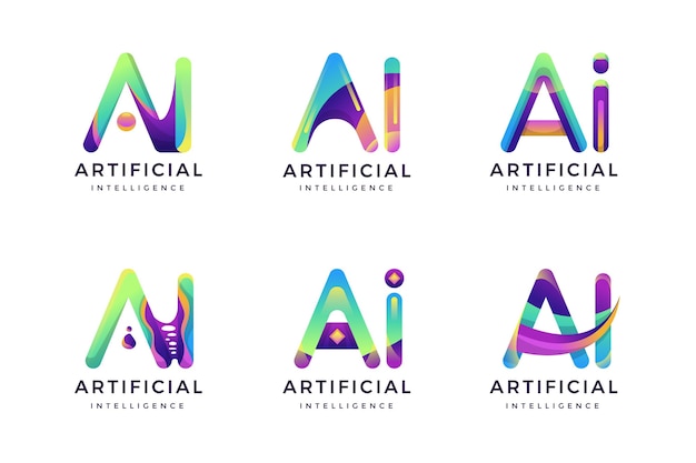 Flat design gradient ai logo template pack