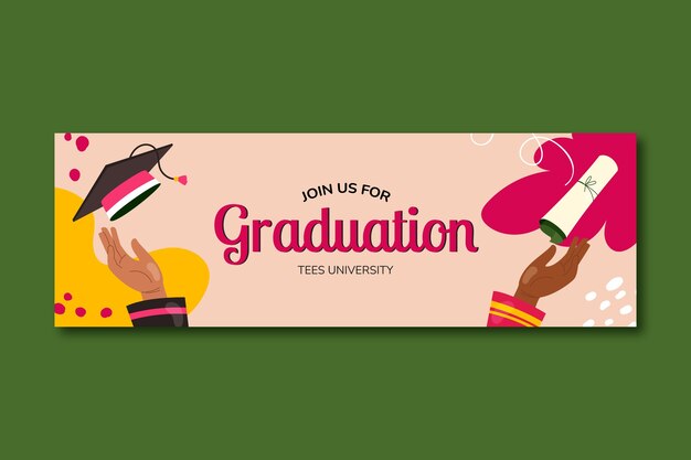 Flat design graduation celebration twitter header