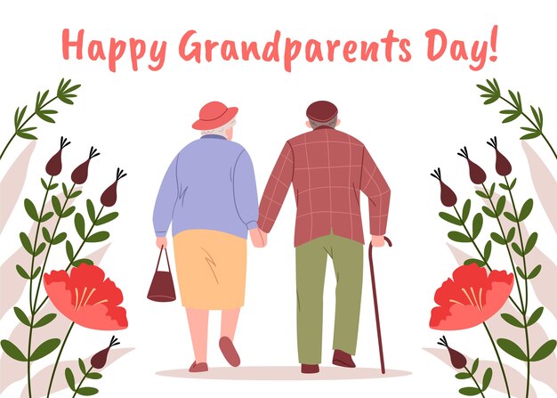 Flat design grandparents day floral background