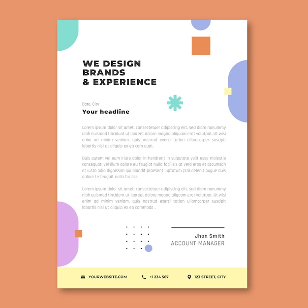 Flat design graphic designer letterhead