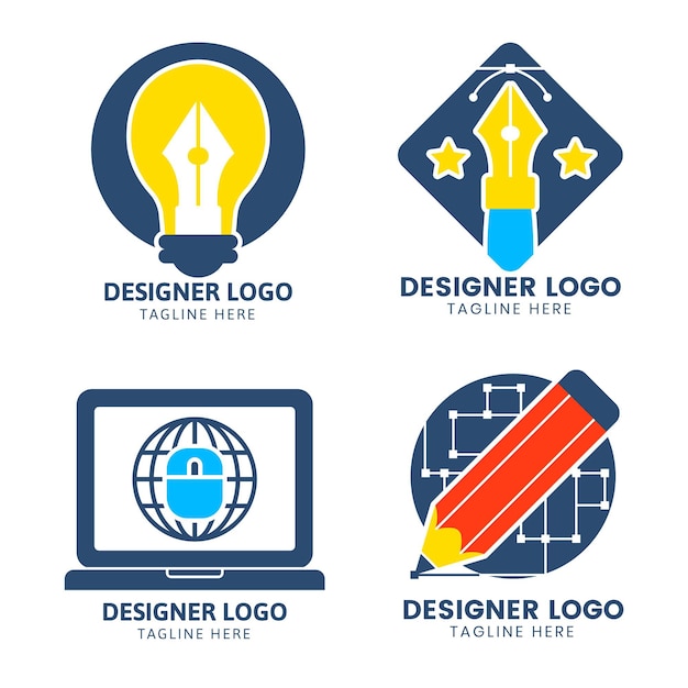 Free vector flat design graphic designer logo set