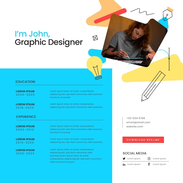 Flat design graphic designer online resume