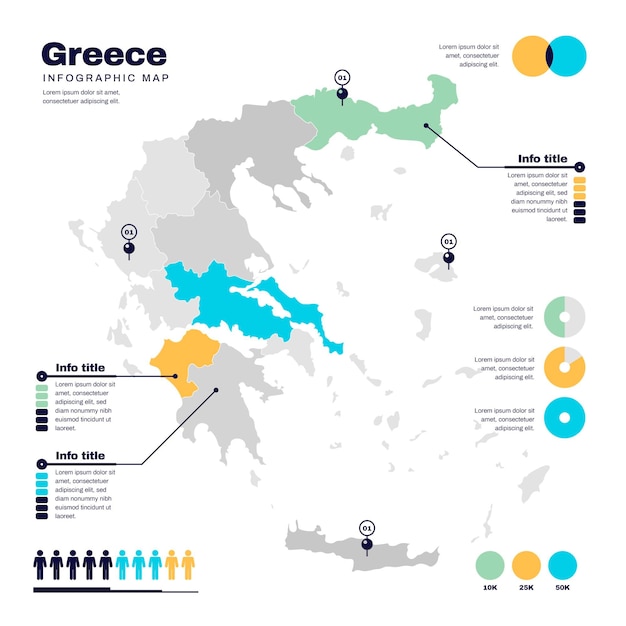 Flat design grece map infographic