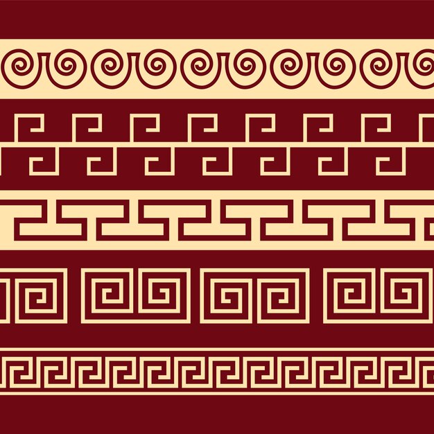 Flat design greek border set